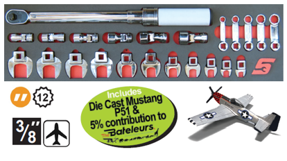 XXJUL213 Snap-on 3/8" Crowfoot & Torque Wrench Set with Die Cast Mustang P51