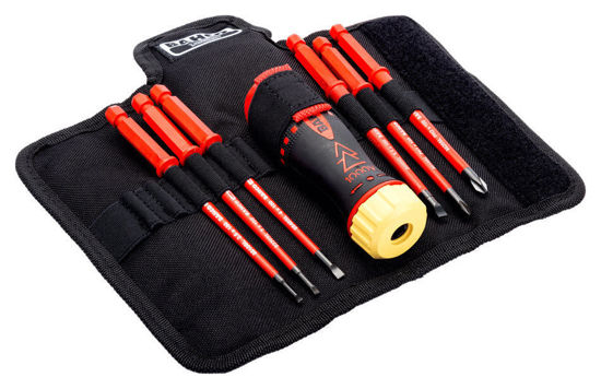 Bahco - B-808061 - 1000V Insulated Ratcheting Screwdriver with Slotted & Phillips Interchangeable Blades Set; 6Pc
