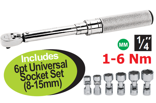 XXJUL290 Snap-on 1/4" Torque Wrench Metric with Universal Socket Set
