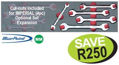 Get the Snap-on Blue Open End Spanner Set (MOD.767SH45SM) on promotion! This 5pc METRIC set includes 5 Metric Double Open End Spanners (10-19mm) in a Foam Control Insert. Cut-outs for IMPERIAL (4pc) optional set expansion are included. Promo Code: XXJUL222.