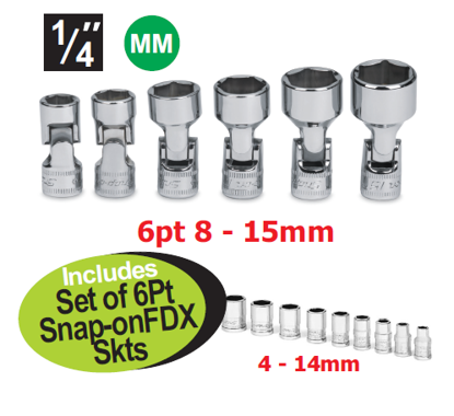 XXJUL292 Snap-on 1/4" Universal Socket Set - Metric or Imperial (XXJUL291)