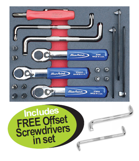 XXJUL224 Snap-on Blue Mini Ratchet Handle & Screwdriver Bit Set