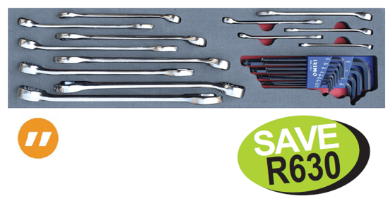 Get the Snap-on Blue Combination Spanner Set (19pc) in Foam Control Insert on promotion! Available in Metric (8-24mm) and Imperial (1/4-1") options, including hex ball allen key set. Perfect for professional use.