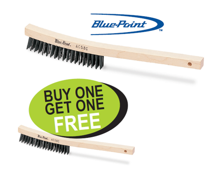 Get the Snap-on Blue-Point Wire Brush 340mm (AC58C/AC58E) on promotion! Buy one and get one free with promo code XXAUG261. Features curved scratch brush, carbon steel bristles, and a wooden handle.