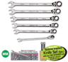 XXAUG200 FLANK DRIVE Plus Ratcheting Combination Spanner Set 8,10-14mm - includes Spanner Inspired Knife Set (6pc) with any TWO SPANNER sets