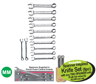 XXAUG208 SHORT Combination Spanner Set 8-19mm - includes Spanner Inspired Knife Set (6pc) with any TWO SPANNER sets