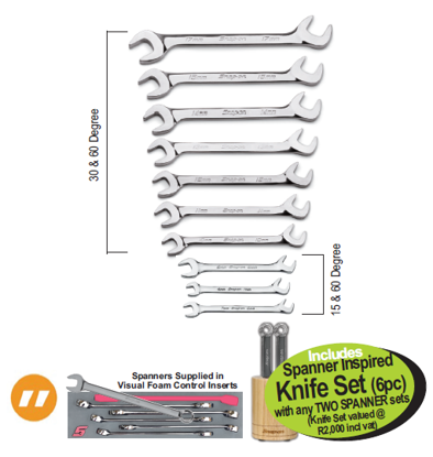 Get the Snap-on XXAUG214 4 WAY Open-End IMPERIAL EQUIVALENT SET Combination Spanner Set 1/4 - 3/4 with spanners supplied in visual foam control inserts.