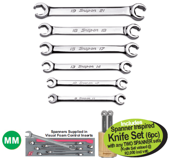 Get the Snap-on XXAUG217 PIPE Spanner Double-Ended Spanner Set 9-21mm with spanners supplied in visual foam control inserts.