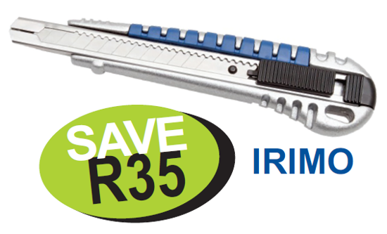 Get the IRIMO Utility Knife, Snap-off (XXAUG260) with a cushioned handle for comfort and control. Uses standard snap-off replacement blades.