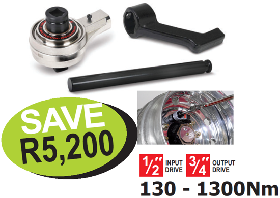 Get the Snap-on XXSEP202 Bar & Crank Type Manual Torque Multiplier with 1/2" Input - 3/4" Output - 130 - 1300Nm. Features compact design, two reaction styles, ±4% accuracy, robust construction, and a carrying case.