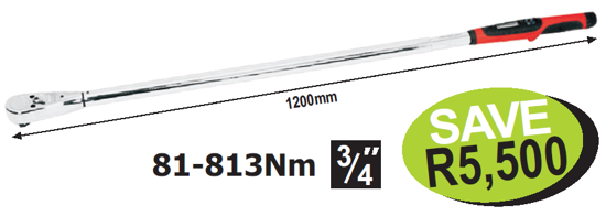 Get the Snap-on 3/4" Fixed Head TechWrench (81-813Nm) with ±2% CW accuracy, manual preset, automatic track, and peak hold modes. Includes storage case. Promo Code: XXSEP211.
