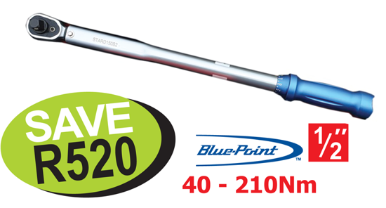 Get the Snap-on Blue 1/2" Fixed Head Torque Wrench (40-210Nm) STARD150B2 on promotion with promo code XXSEP216. Save R520 on this essential tool.