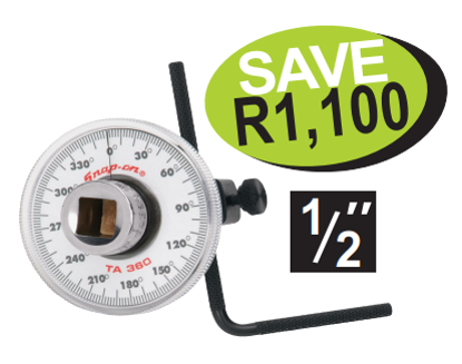 Get the Snap-on 1/2" Torque Angle Gauge (TA360) on promotion! Follow manufacturer's specifications with this easy-to-read, degree-calibrated gauge. Promo Code: XXSEP224.