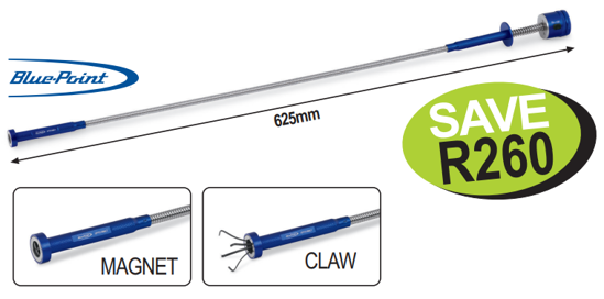 Get the Blue-Point LED Flex Magnet Spring Claw (UPTC16MLT) with promo code XXSEP232. Features a 2.25kg magnet, four-jaw claw, LED light, and flexible spring. Includes CR2032 batteries.