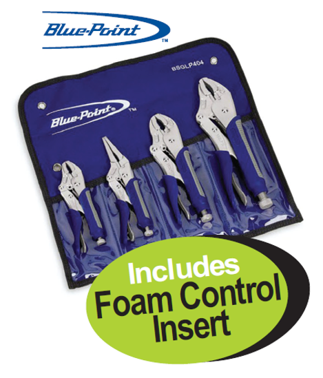 Get the Snap-on Blue Locking Plier Set 4pc (XXSEP236) including a free foam control insert. Features high-grade steel, chrome plating, and soft grips for durability and comfort.