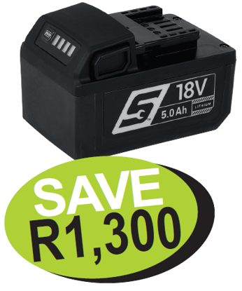 Get the Snap-on 18V Lithium 5.0Ah Battery (XXOCT283) with 90-minute charge time, durable glass-filled nylon housing, and no memory effect. Features LED charge indicator.