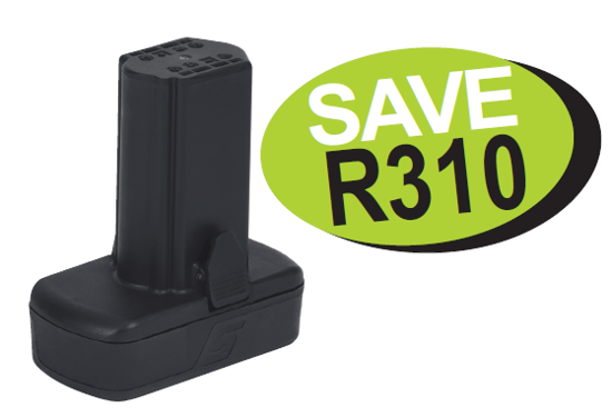 Get the Snap-on 14.4V Li-Ion Battery Pack (XXOCT286) with 2.5 Ah high-capacity, fast 70-minute charge time, no memory effect, and durable glass-filled nylon housing.