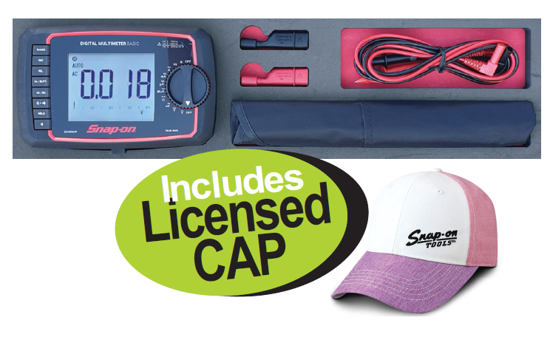 Get the Snap-on Basic Digital Multimeter in Foam Control Insert (MOD.124SH45S + CSN07-7968) with promo code XXOCT266 and receive a free licensed Snap-on cap. Perfect for essential electrical diagnostics.