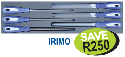 Get the Snap-on Blue XXOCT227 6pc File Set in Foam Insert. This set includes flat, hand, round, three square, half round, and square files, all with handles and 200mm length.