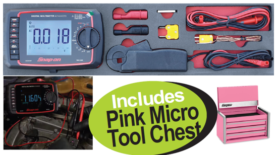 Get the Snap-on Advanced Digital Multimeter in Foam Control Insert, now on promotion with a free Pink Micro Tool Chest. Promo Code: XXOCT265.
