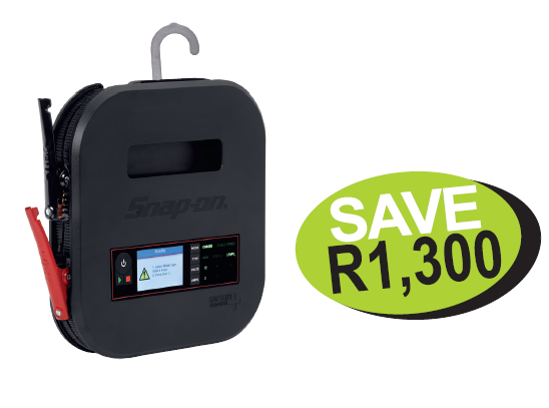 Get the Snap-on 6, 8 & 12V Portable Battery Charger Plus (XXOCT269) for AGM, Lead Acid, and Lithium Ion Phosphate batteries. Features a unique multi-stage charge cycle and stable power mode. Save R1,300!