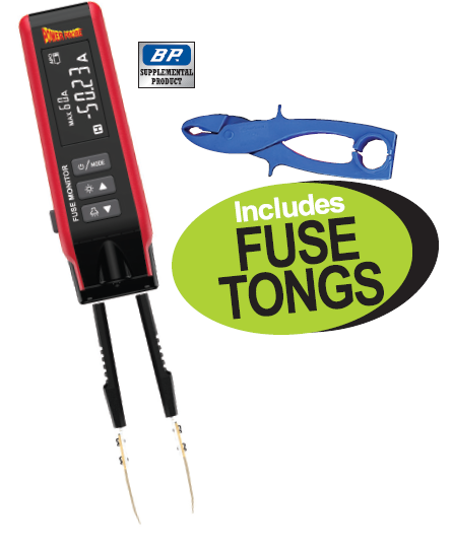 Diagnose parasitic draw and open fuses quickly with the Snap-on Blue Fuse Draw Monitor (XXNOV268). Compatible with Maxi, Mini & ATC Fuses, features a live current display, light for dark spaces, and USB-C recharging. Includes Fuse Tongs.