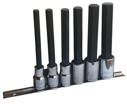 Williams - WIL32953-WO - 1/2"  Long Hex Bit Socket Set 8-19mm on Rail;68Pc