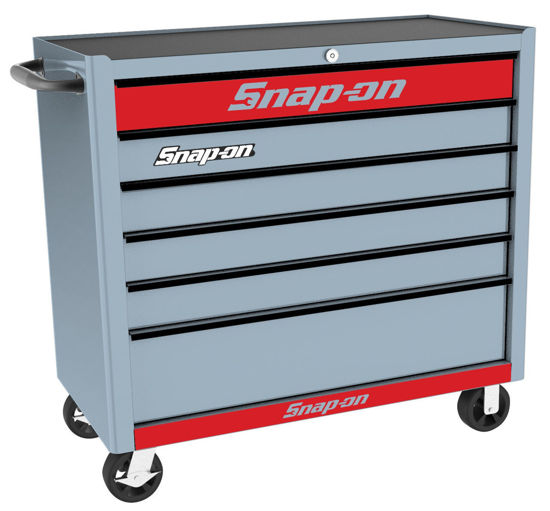Snap-on - KRA2106KZUAB-R-WO - Wide 6Drw Roll Cab; Arctic Silver; Black Aluminium Trims and Red Fronts